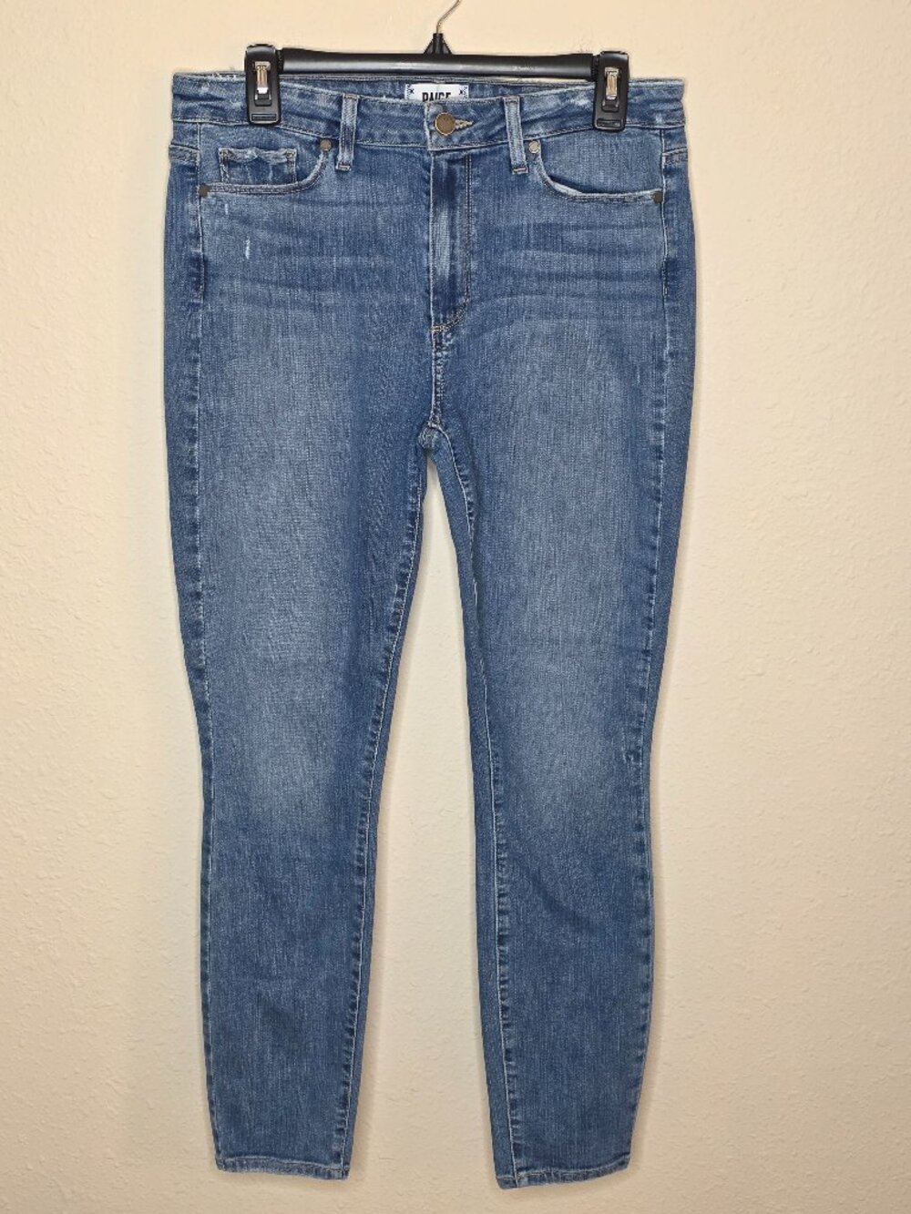 Paige Hoxton Crop Distressed Denim Jeans, Size 31